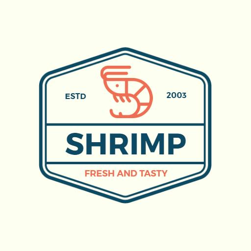 Classic Blue Badge Design Emphasizing Shrimp Freshness Logo Template