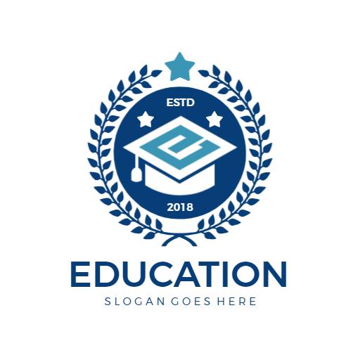 Classic Blue Graduation Cap Design for Education Logo Template