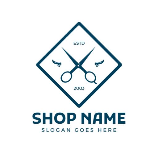 Classic Blue Scissors Design Showcasing Quality Barber Shop Logo Template