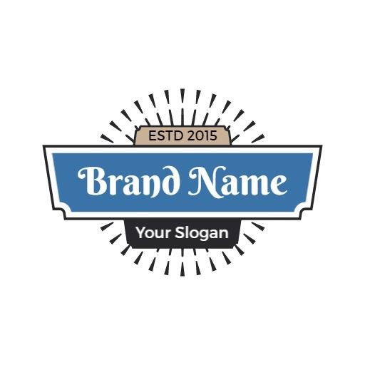 Classic Blue Vintage Badge Featuring Elegant Brand Name Logo Template