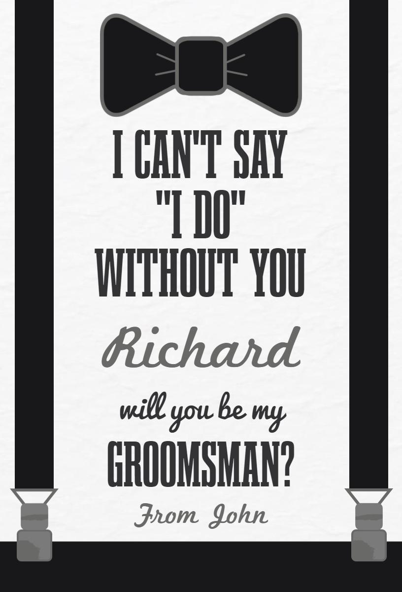 Classic Bowtie Groomsman Proposal Invitation Template