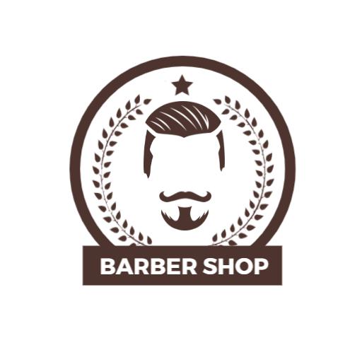 Classic Brown and White Vintage Barber Shop Logo Template