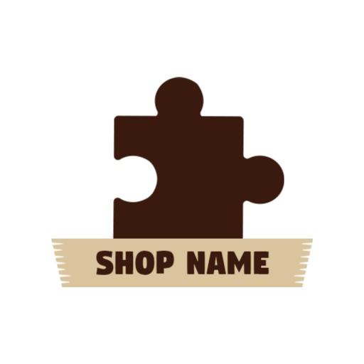 Classic Brown Puzzle Piece Design Reflecting Vintage Style Logo Template