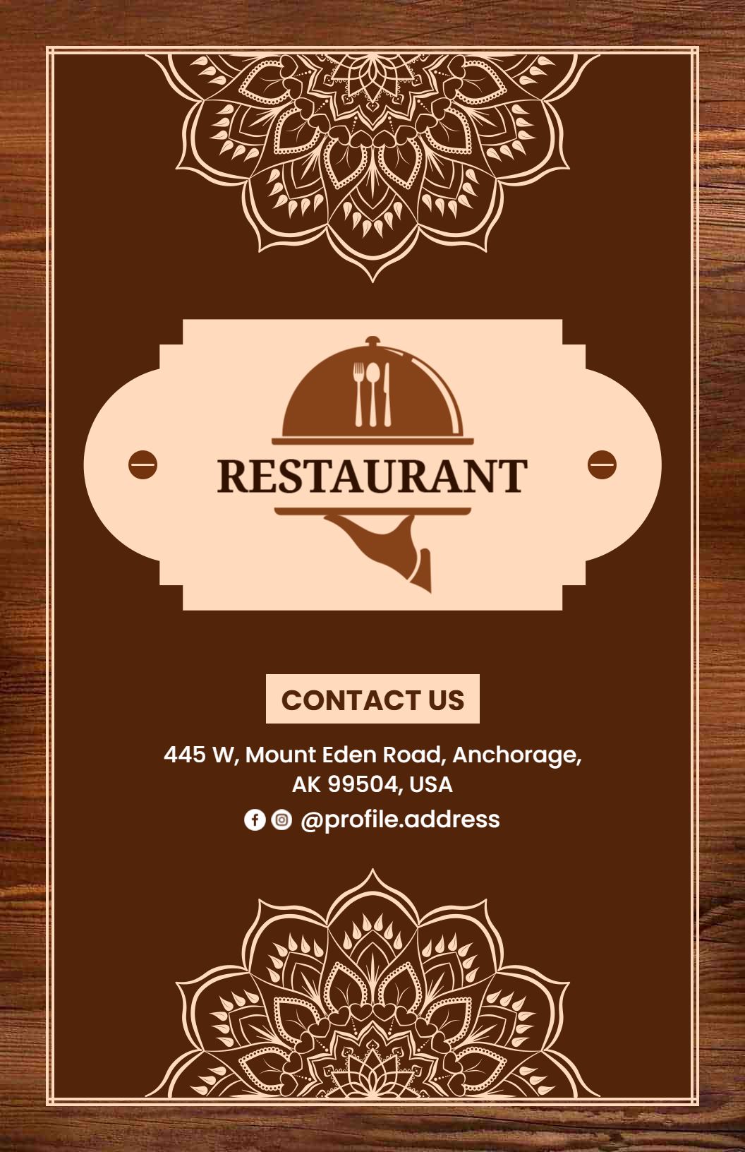 Classic Brown Rustic Restaurant Menu Template
