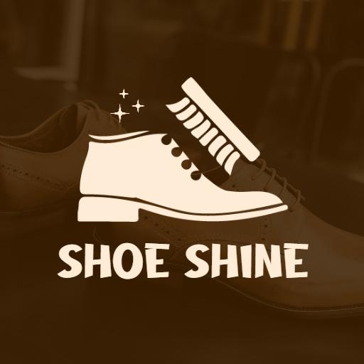 Classic Brown Shoe with Shine Brush Representing Shoeshine Logo Template