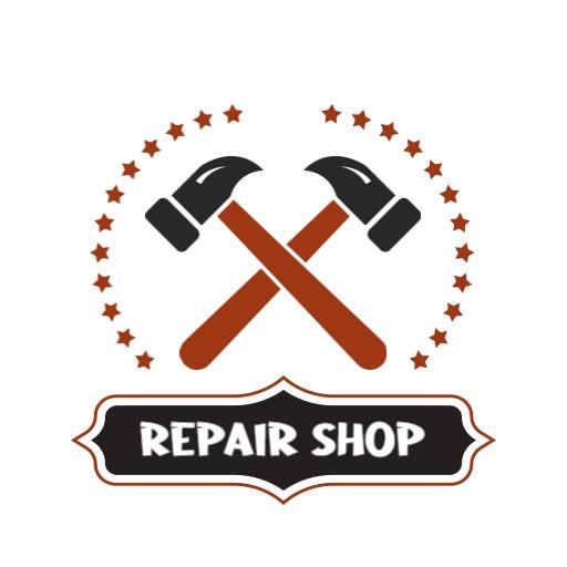 Classic Brown Tools and Stars Vintage Repair Shop Logo Template