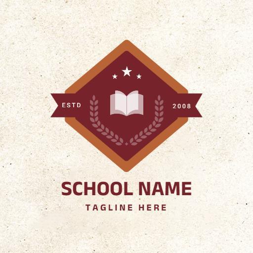 Classic Burgundy Book Emblem for School Logo Template