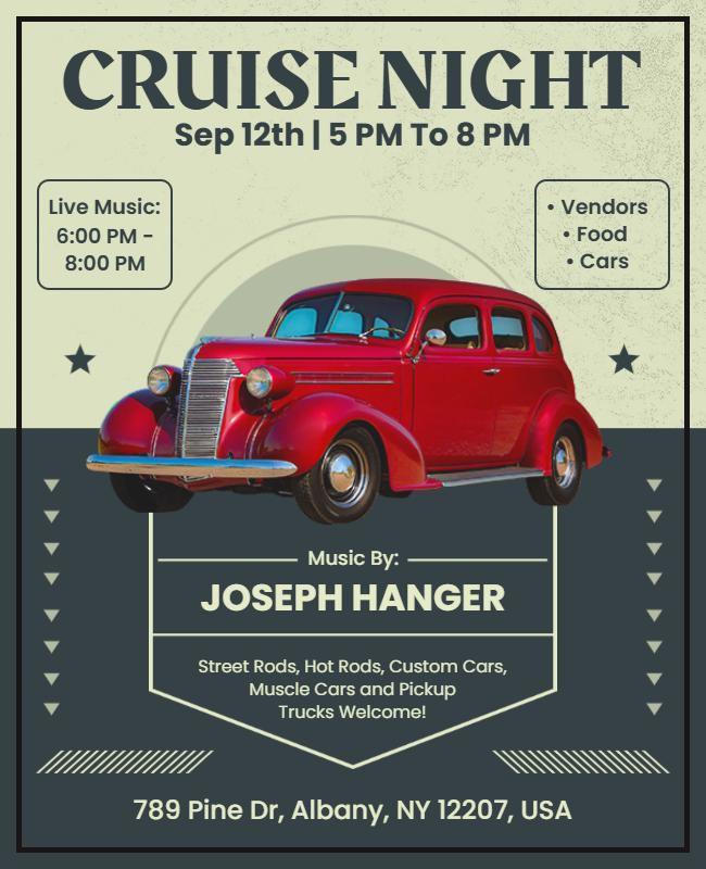 Classic Car Cruise Night Event Flyer Template