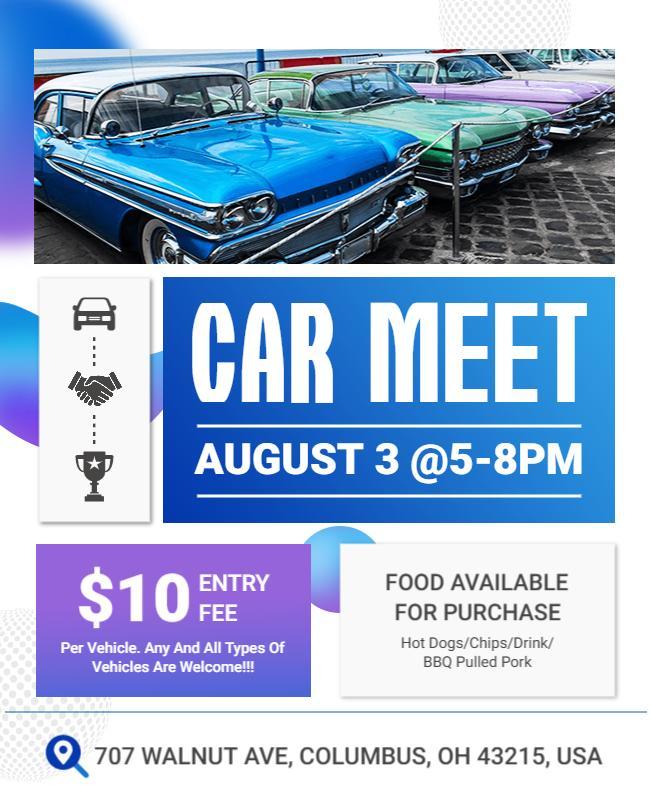 Vibrant Blue Classic Car Meet Community Event Flyer Template