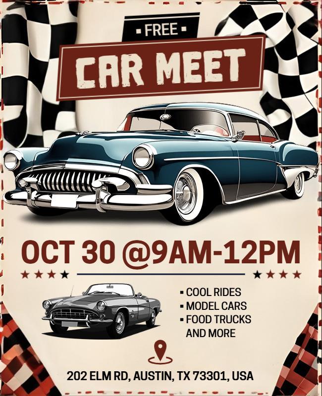 Retro Classic Car Meet with Food Trucks Flyer Template