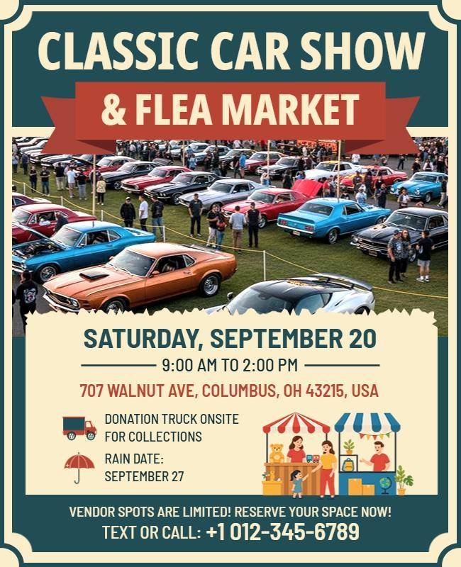 Classic Car Show and Flea Market Flyer Template
