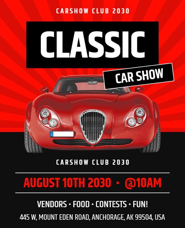 Classic Red Car Show Event Promotion Flyer Template