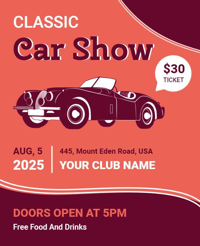 Classic Retro Car Show Event Flyer Template