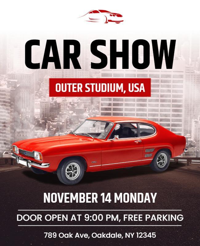 Classic Red Vintage Car Show Exhibition Flyer Template