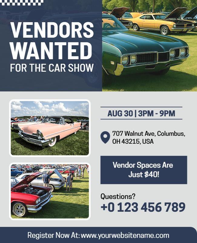 Classic Car Show Vendor Invitation Flyer Template