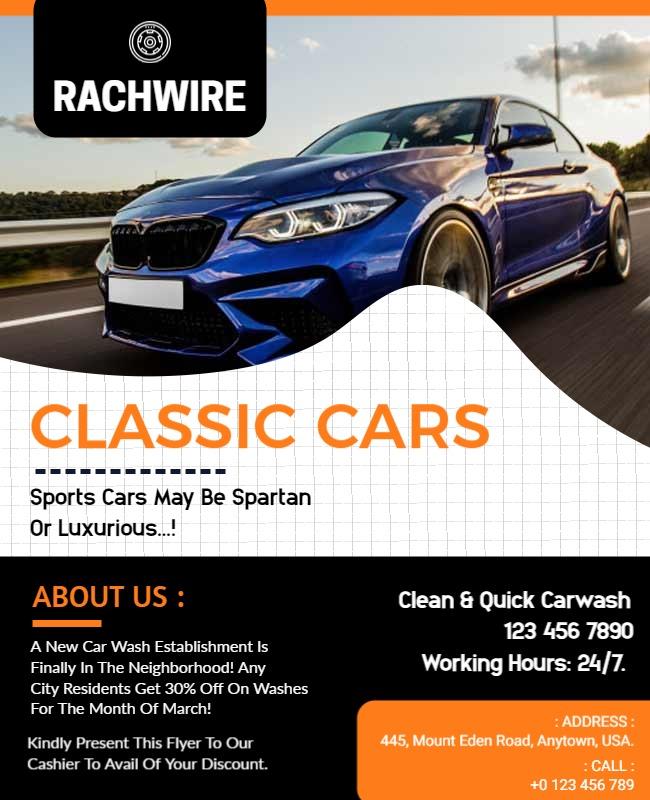 Classic Car Wash Service Promotion Flyer Template