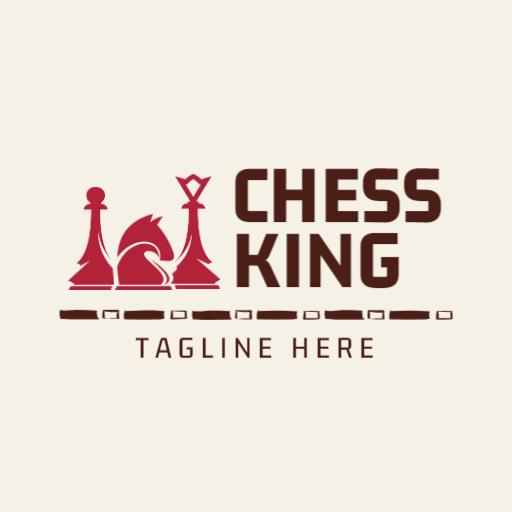Classic Chess Pieces in Rich Red and Cream Vintage Logo Template