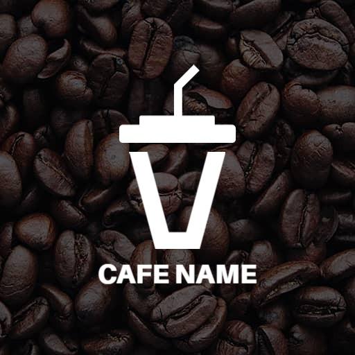 Classic Coffee Cup Design Surrounded by Roasted Beans Logo Template