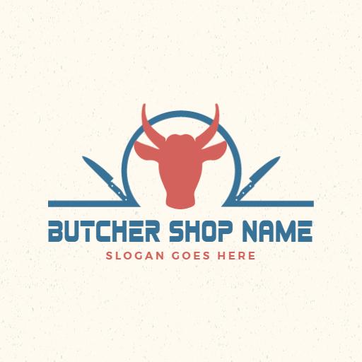 Classic Cow Silhouette with Butcher Tools Emphasizing Quality Logo Template