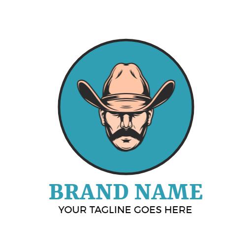 Classic Cowboy Illustration Featuring Bold Hat Logo Template