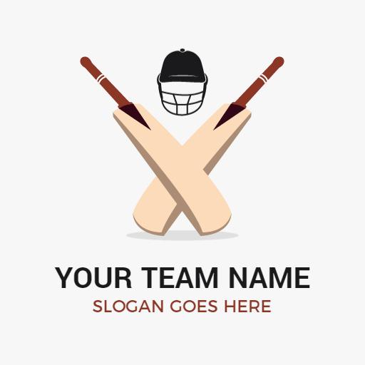 Classic Cricket Bat and Helmet Design for Team Logo Template