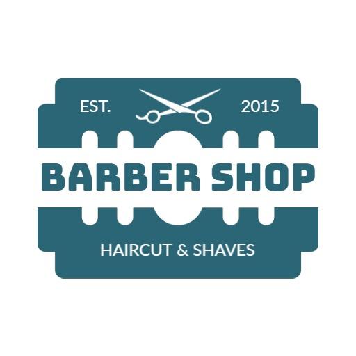 Classic Design in Teal and White for a Barber Shop Logo Template