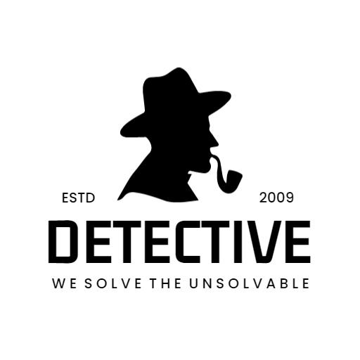 Classic Detective Silhouette with Pipe and Bold Text Logo Template