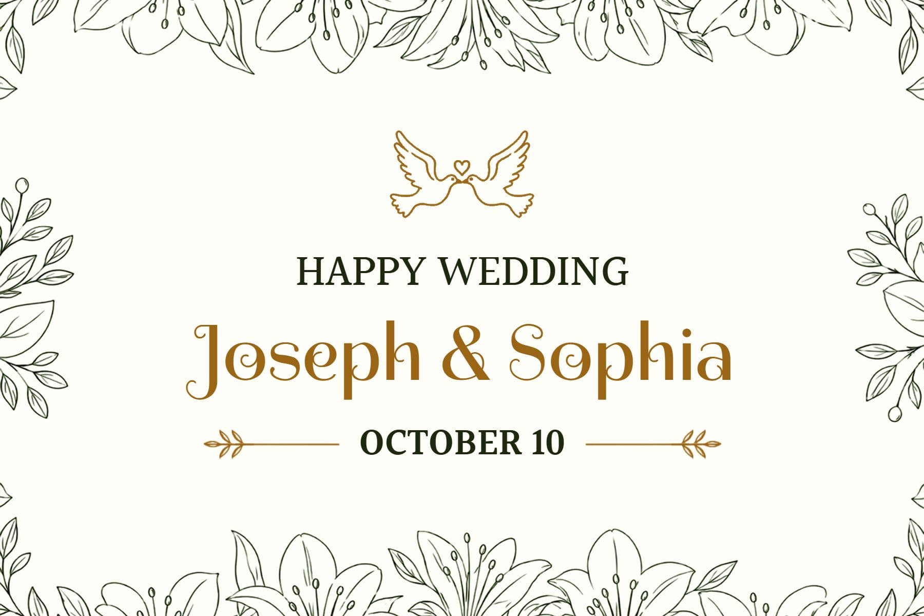Classic Dove Themed Wedding Postcard Template