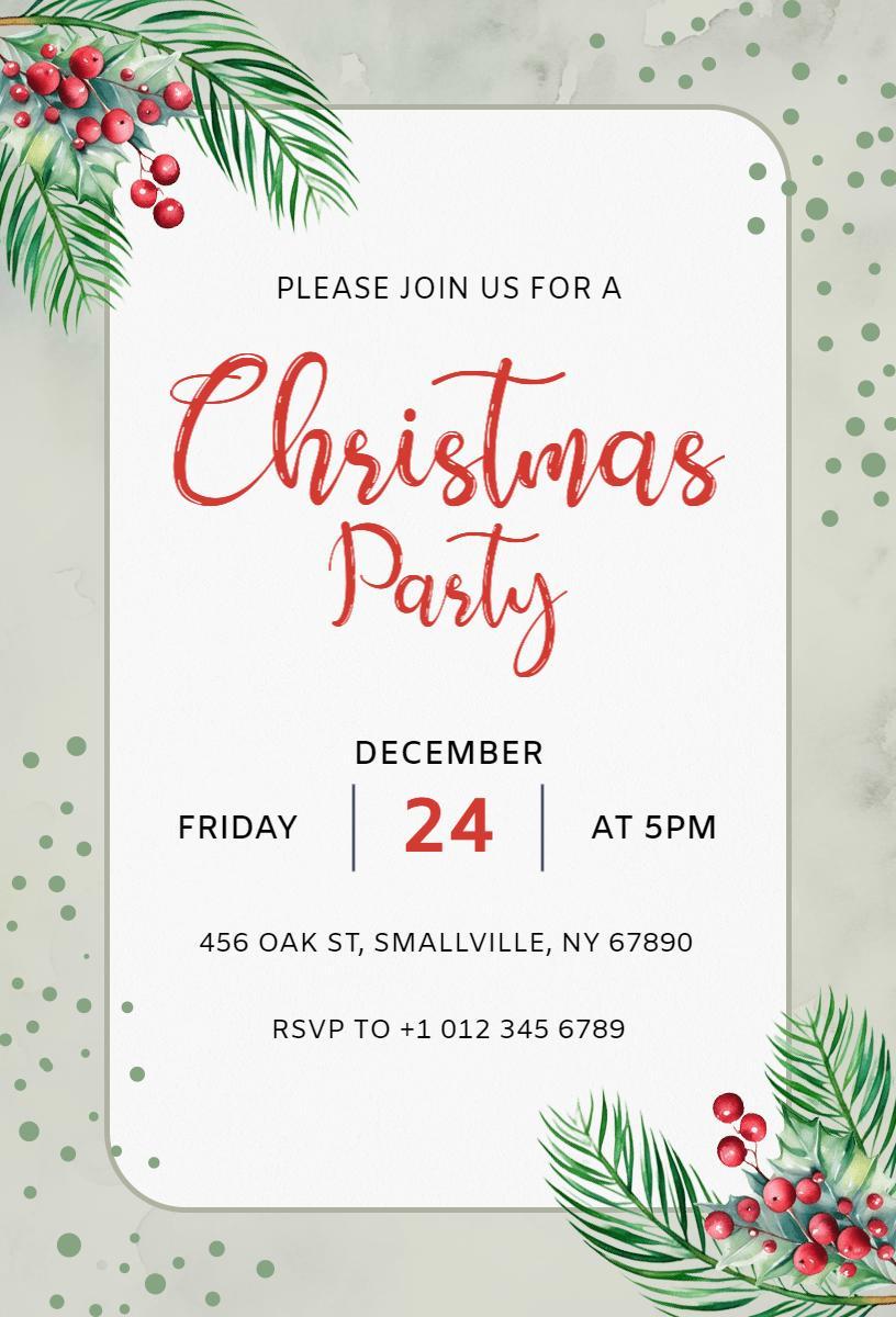 Classic Festive Christmas Holiday Party Invitation Template