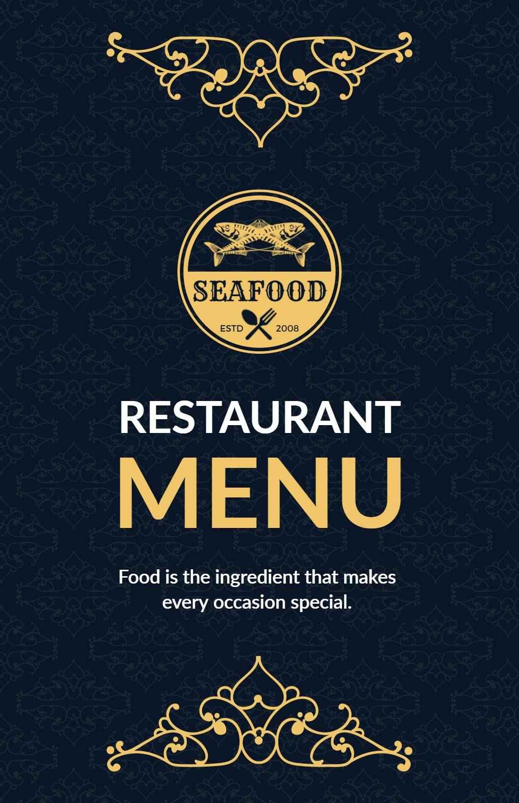 Classic Gold Restaurant Menu Template