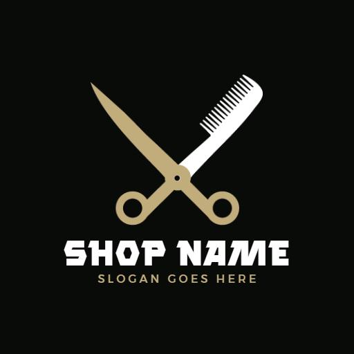 Classic Gold Scissors and Comb Symbolizing Barber Shop Logo Template