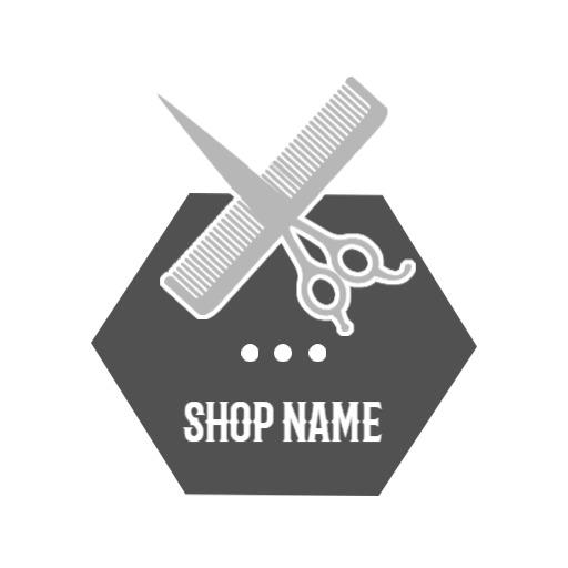 Classic Gray Barber Shop Logo Featuring Scissors and Comb Logo Template