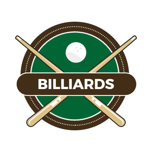 Classic Green and Brown Billiards Design with Cue Sticks Logo Template