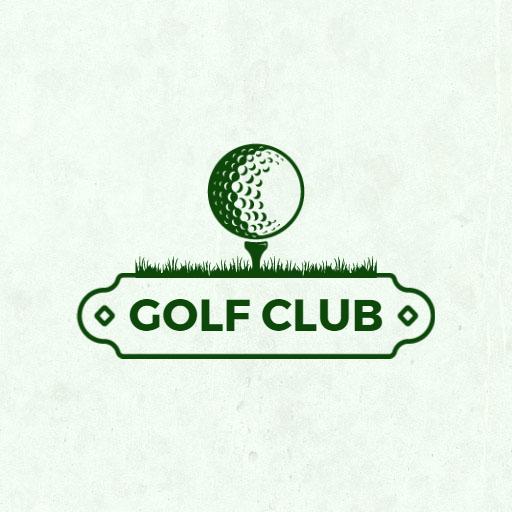 Classic Green and White Golf Club Design with Golf Ball Logo Template