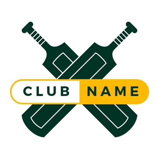 Classic Green and Yellow Cricket Team Logo Featuring Bats Logo Template
