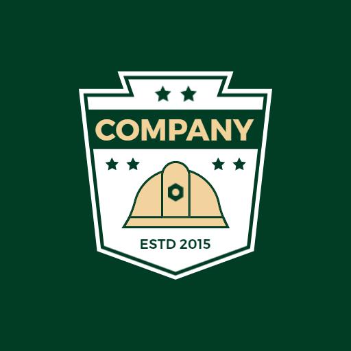 Classic Green Badge Design with Company and Construction Theme Logo Template