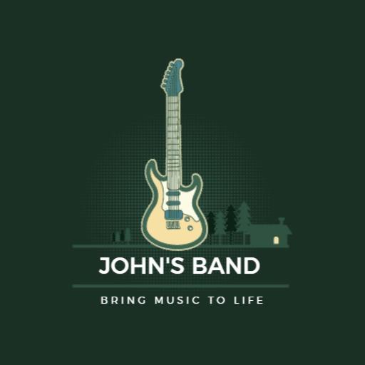 Classic Green Guitar Design Symbolizing John's Band Logo Template