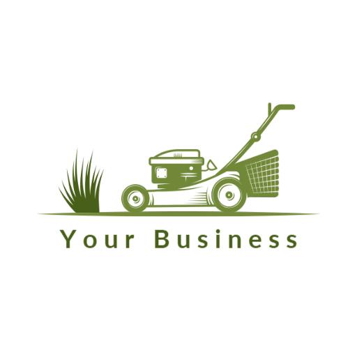 Classic Green Lawn Mower Representing Quality Lawn Care Logo Template