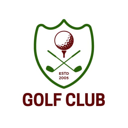 Classic Green Shield Design Featuring Golf Club Elements Logo Template