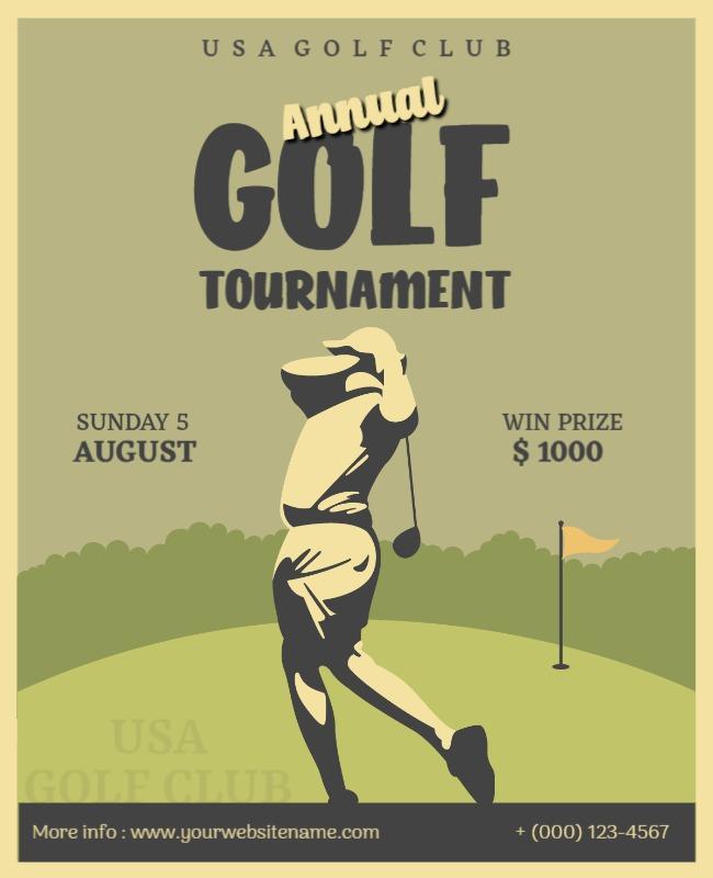 Classic Green Vintage Golf Tournament Poster Template