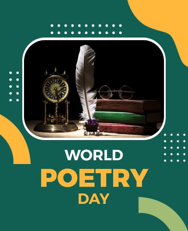 Classic Literary Green World Poetry Day Poster Template