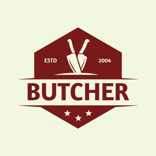 Classic Maroon Butcher Design Featuring Quality Knives Logo Template