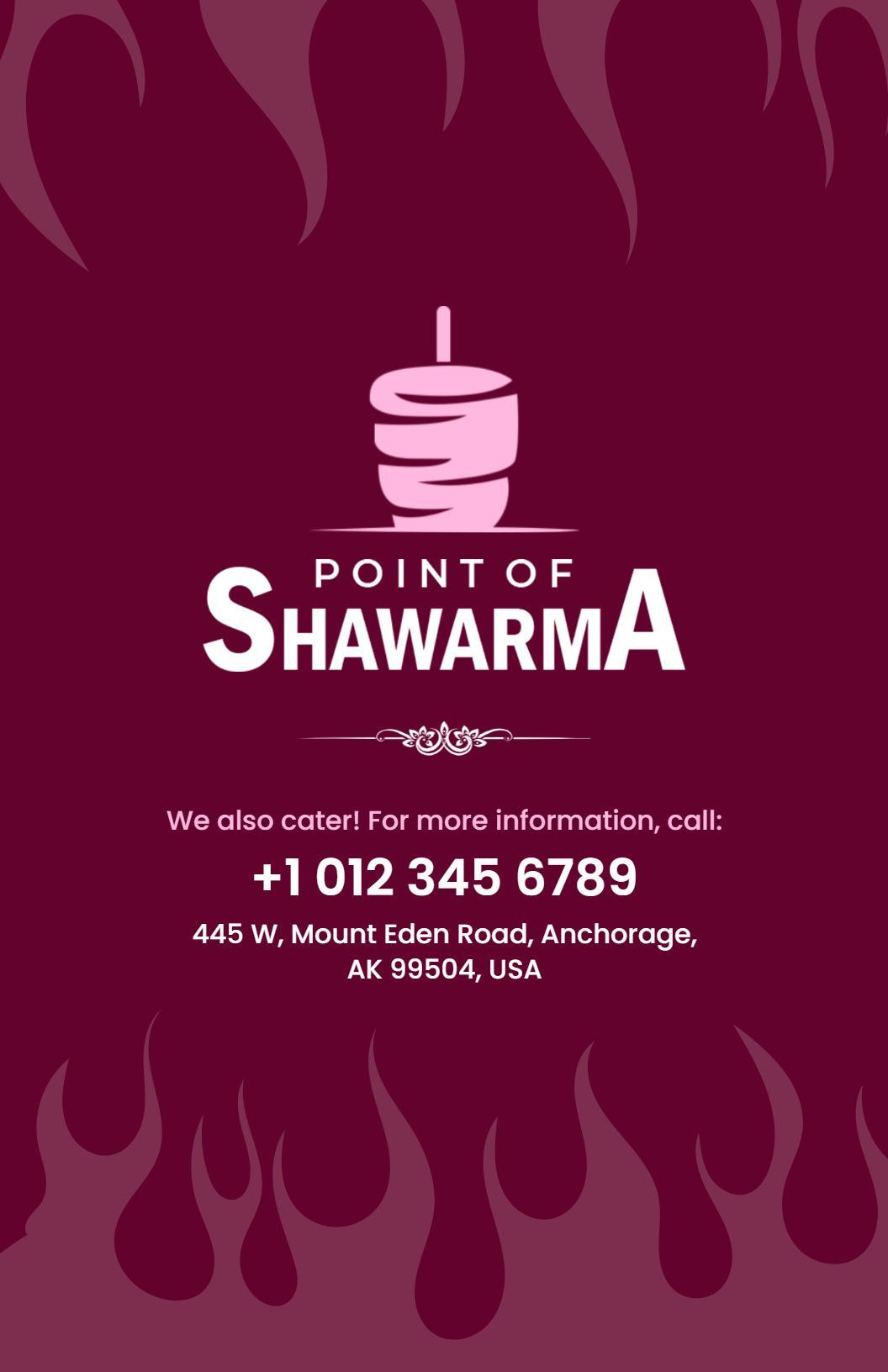 Classic Maroon Specialty Wraps Shawarma Menu Template