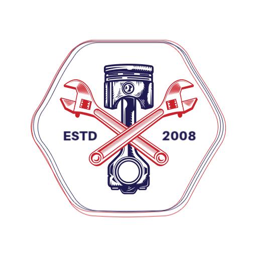 Classic Mechanic Tools and Piston Design Sketch Logo Template