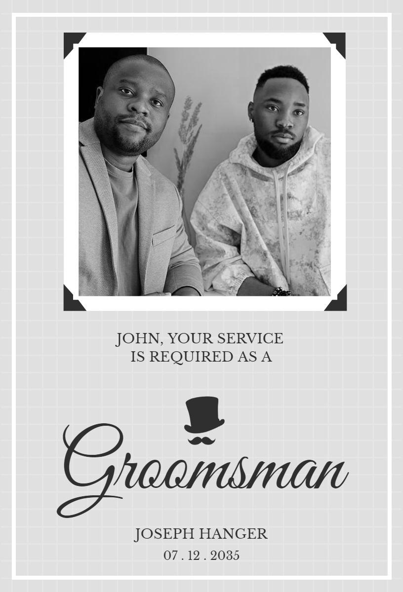 Classic Monochrome Groomsman Invitation Template