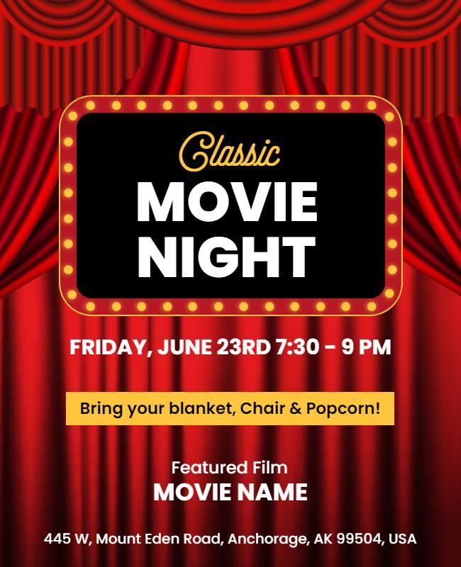 Classic Movie Night Event Flyer Template