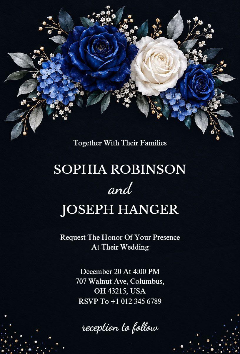 Classic Navy Blue Wedding Invitation Template