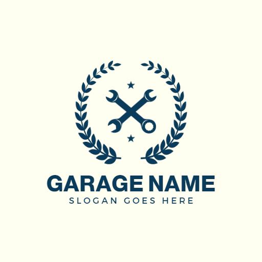 Classic Navy Tools Encircled by Laurel for Garage Logo Template