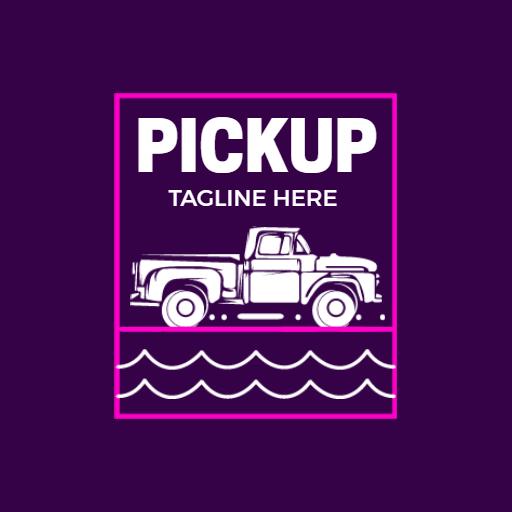 Classic Pickup Truck Design with Waves and Bold Colors Logo Template