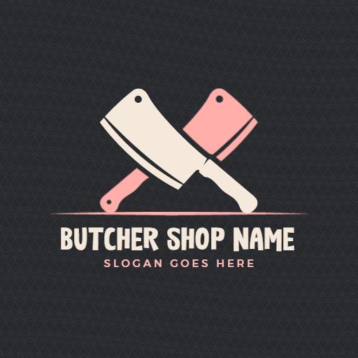 Classic Pink and Black Butcher Tools Logo Template